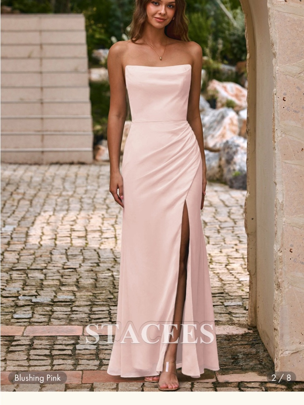 Blushing Pink Strapless Evening Gown